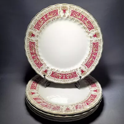 5X MYOTT IRONSTONE WARE RIALTO MAROON Dinner Plates • £34.90