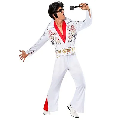 Men's Deluxe Elvis Presley Costume S White • £32.54