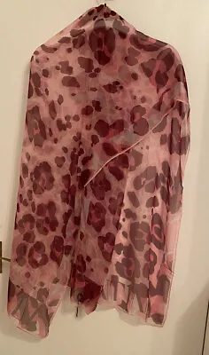 Women’s VALENTINO Pure Silk Large Scarf Pink +White 190x66cm BNWT Made In Italy • £79.99