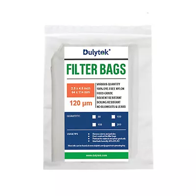 Dulytek Premium Heat Press Filter Bags 2 X4  120 Micron Mesh 50pcs / Pack • $26