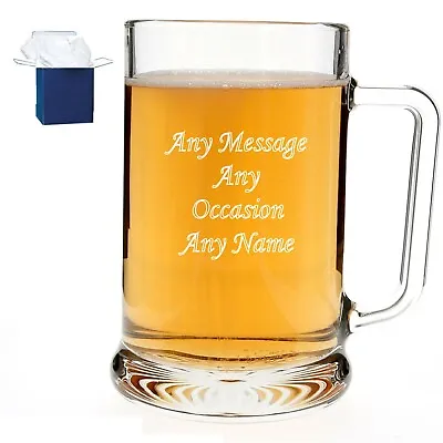 Personalised Engraved Beer Pint Glass Tankard 65th 70th 75th Birthday Gift Boxed • £10.95