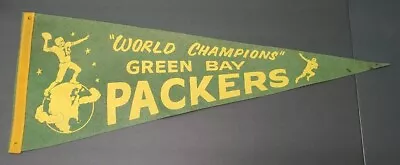 RARE WORLD CHAMPIONS 1960's Green Bay Packers Pennant W/ Bart Starr Paul Hornung • $329