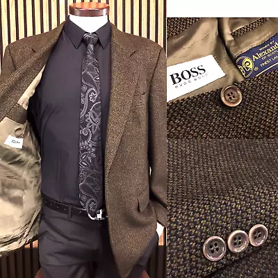 Hugo Boss ALEXANDER'S SCOTLAND 44 R Brown Gold Vtg Blazer Sport Coat Jacket 54 • $158.95