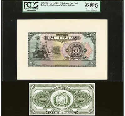 Bolivia Banco De La Nacion 50 Bolivianos 11.5.1911 Front & Back Proof PCGS 68PPQ • $325