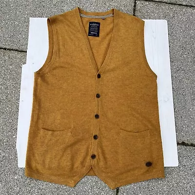 Hammond & Co By Patrick Grant Mustard Lambswool Knit Vest Waistcoat UK Size M • £30