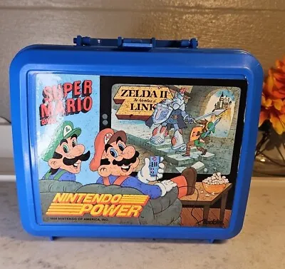 VTG Aladdin 1989 Nintendo Power Super Mario Bros Zelda 2 Blue Lunchbox • $29.99