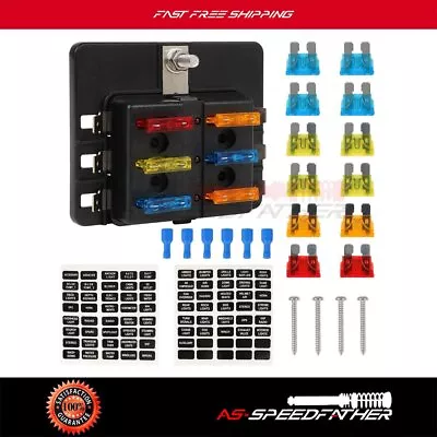 Waterproof 6 Way Car Boat Fuse Box Block Holder Panel With LED Warning Indicator • $11.39