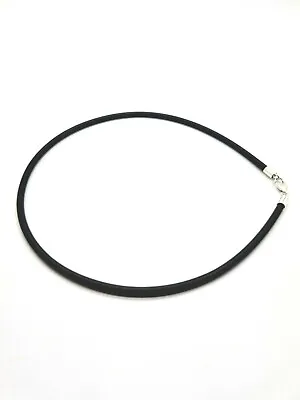 Mens Ladies Rubber Necklace With 925 Sterling Silver Clasp Handmade • £21.99