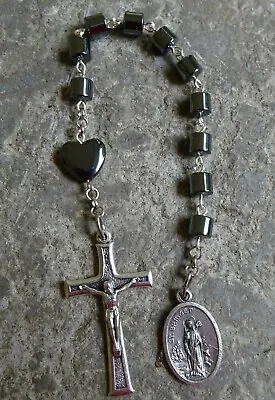 One Decade Tenner Rosary In Haematite - Choose Your Favourite Saint • £7.10