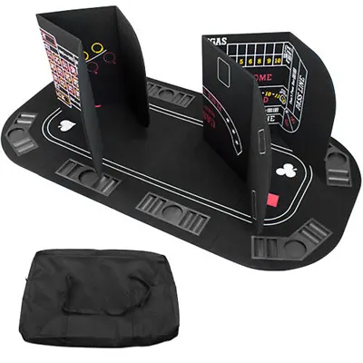 $129.99 • Buy 5 In 1 Table Top Felt Layout With Poker, Blackjack, Roulette, Craps & Baccarat