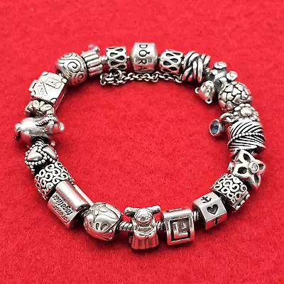 Genuine Pandora Sterling Silver Bracelet With 20 Genuine Charms 925 ALE • $399