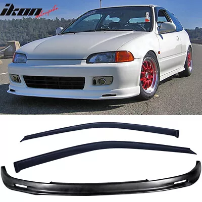 Fits 92-95 Honda Civic EG Mugen Front Bumper Lip + Window Visors • $85.99