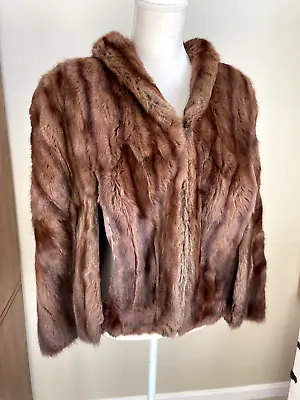 Vintage Fur Stole Women's Shawl Cape Wrap Brown Rabbit Small Medium Genuine • $39.99