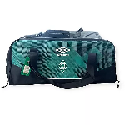 Werder Bremen Travel Bag New Black Green Umbro Holdall Sports Bag Bag • £30.28