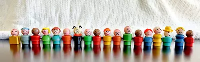 Vintage 1970's Fisher Price Little People - Wood Body/plastic Head - Lot Of 18 • $10.50