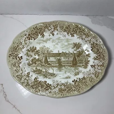 J & G MEAKIN Romantic England IGHTHAM MOTE Green 12” Platter • $19.99