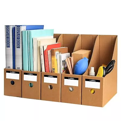 Magazine File Holder 5 Pcs Cardboard Magazine Holder Foldable Kraft Paper D... • $20.76