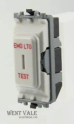 MK Grid Plus - K4898EL WHI  20a 2w Key Switch Module Marked EMG LTG TEST (red) • £10.33