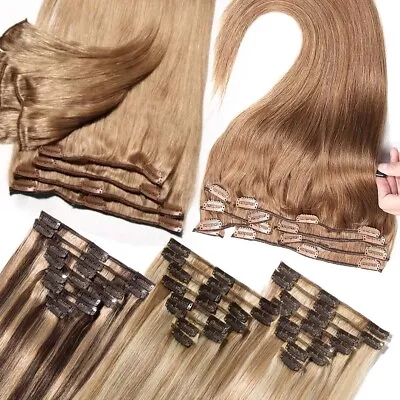 100% Human Hair Wefts Clip In Real Human Remy Hair Extensions FULL HEAD Caramel# • $20.48