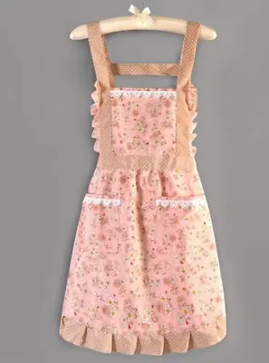 1pc Pink & Light Brown Floral Apron With Front Pockets - Adults / Women's Ladies • £7