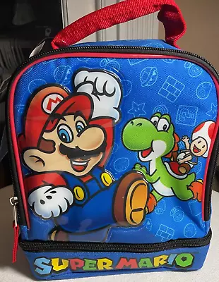 NINTENDO SUPER MARIO  Soft Lunch Bag 2 COMPARTMENTS  7 1/2 X 9 NWT • $17.99