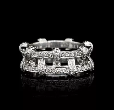 Eternity Band Engagement Men's Ring 2.21 Ct Cubic Zirconia 14K White Gold • $178.54