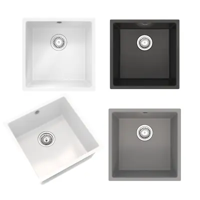 KITCHEN SINK SINGLE BOWL INSET/UNDERMOUNTED SINK - PRESSED MATERIAL  440 X 440MM • £120