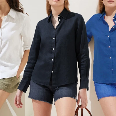£16.50 • Buy Ex M&S Womens Linen Shirt Long Sleeve Oxford Collar Casual Size 6 - 24
