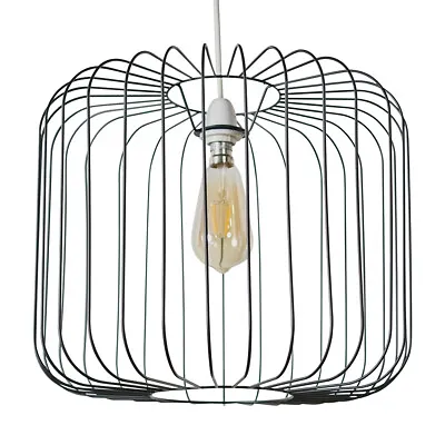 Geometric Black Lampshade Metal Wire Easy Fit Pendant Shade Living Room Light • £22.99