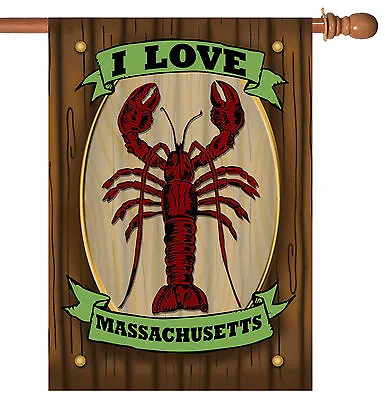Toland Massachusetts Lobster Sign 28x40 I Love Rustic Wood House Flag • $15.98