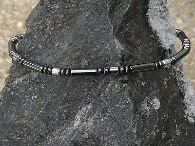 Men’s Women’s 100% Black N Silver Magnetic Hematite BRACELET ANKLET NECKLACE • $34.99