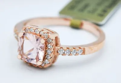 GENUINE 0.90 Ct MORGANITE & WHITE SAPPHIRE RING  925 SILVER (Rose Finish)- NWT • $0.99