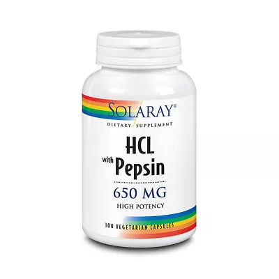 Solaray HCL With Pepsin -- 650 Mg - 100 Capsules • $13.99