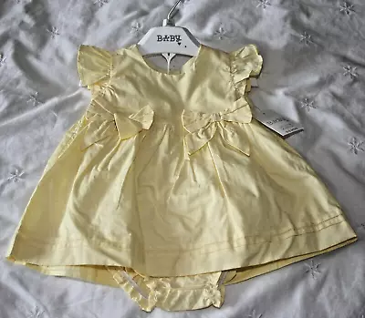 Matalan Baby Girls Yellow Dress And Knicker Set - Age 0 - 3 Months - NWT • £5