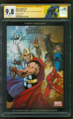 Black Panther 25 CGC SS 9.8 Michael Turner Signed Custom Label • £237.96
