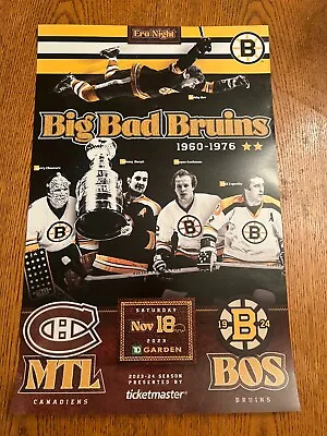 Bobby Orr Big Bad Bruins Era Night Centennial Lineup Poster 11/18/23 Montreal • $5.99