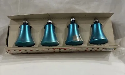 Vintage Shiny Brite Blue Bell Shape Ornaments Made In USA Original Box • $22