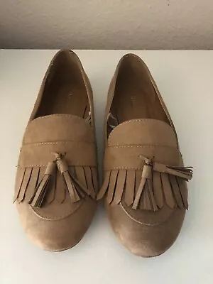 Matalan Papaya Tan Ballerina Pumps Flat Shoes With Fringe Detail Size 4 UK 37 EU • £8