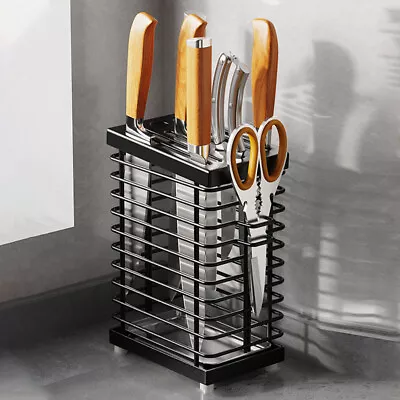 Cutter Block Holder Hollow Out Home Kitchen Countertop Storage Stainless Steel • $37.65