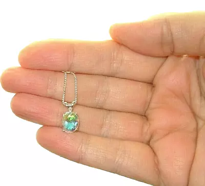 MERCURY MIST TOPAZ NECKLACE EARTHMINED 10x8MM  TREATED GEM! US MADE PENDANT • $65.69