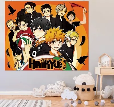 Haikyuu Volleyball Anime Hanging Flag Banner Decoration Party Room 4.92×5.90 Ft • $11.99