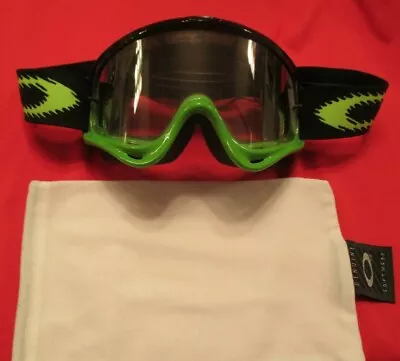 Oakley Goggles Vintage Motorcycle Mx Kawasaki Team Green W Clear Lens W Mf Bag • $119.99