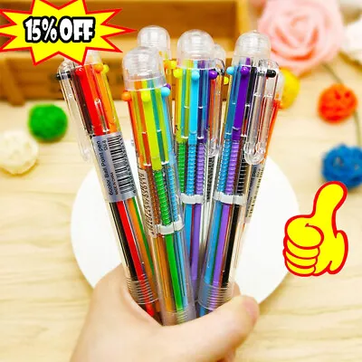 Multi-color 6 In 1 Color Ballpoint Pen Ball Point Pens Kid Office 1x • $1.20