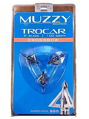 Muzzy Trocar 3-Blade 100 Grain Crossbow Broadheads (3 Pack) • $21.75