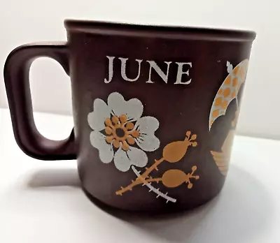 Vintage Hornsea Pottery: JUNE BIRTHDAY MUG:  Brown Cup Ken Townsend: 1977 • £14.50