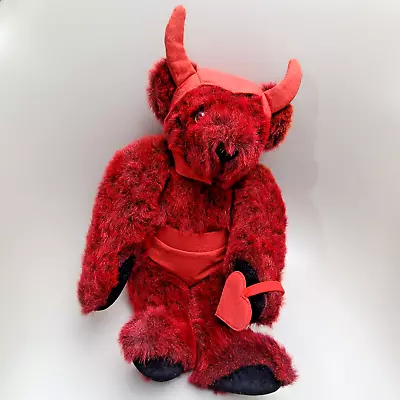 Vermont Teddy Bear Red Devil Valentine's Stuffed Plush Jointed 14” Made In USA • $23.99