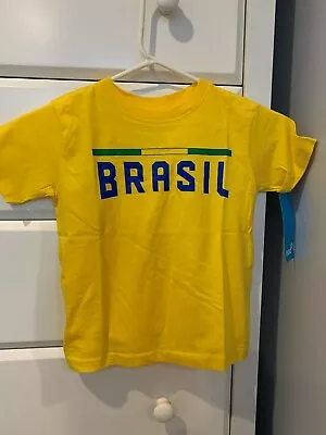 GEN2 Youth Unisex T-shirt Brasil Yellow Soccer Short Sleeve Size 4T And 5-6 NWT • $10.99