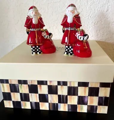 MacKenzie Childs SANTA SALT & PEPPER SHAKER SET Christmas NEW IN GIFT BOX • $44.99