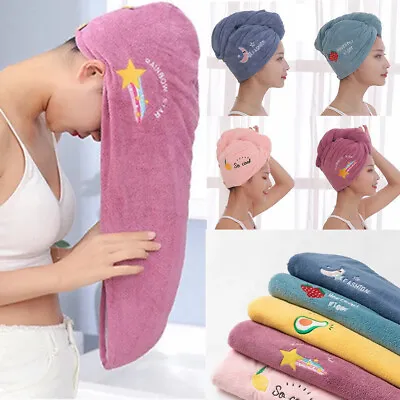 Strong Absorbent Head Scarf Dry Hair Cap Women Shower Cap Rapid Drying Towel UK • £4.36