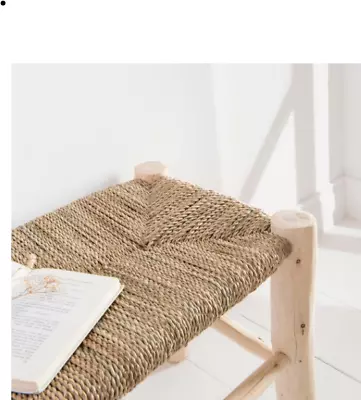 Moroccan Bench In Solid Wood And Natural Braiding 100cm • $91.54